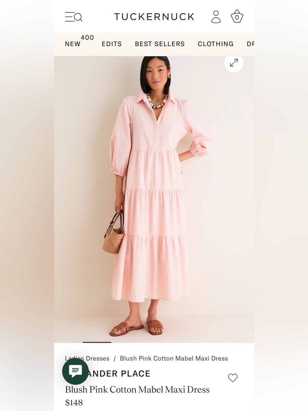 🌼 Pomander Place Blush Pink Cotton Mabel Maxi Dress XXS